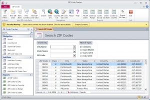 Zip Code Tracking Database Application
