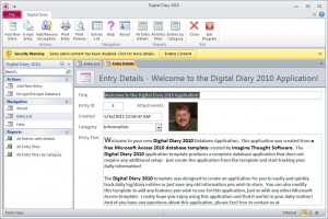 Digital Diary 2010 – Entry Details Form